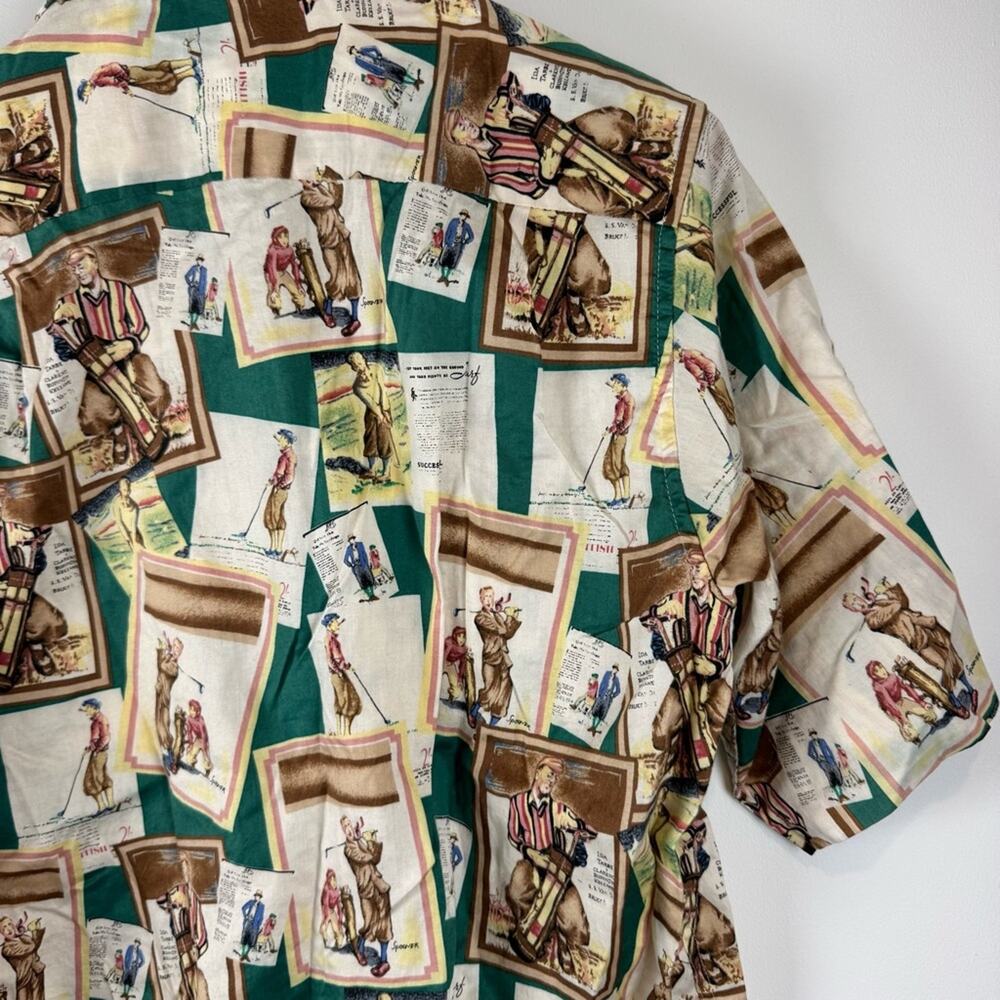 Reyn Spooner Golf Graphic Egyptian Cotton Button Down Short Sleeve Shirt ~ Small - Picture 6 of 13